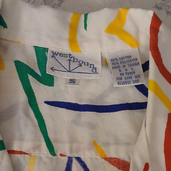 Westbound Vintage Buttton Down Colorful Blouse Size Small - Picture 5 of 6